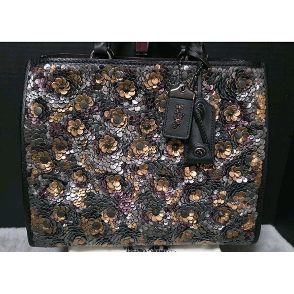 Coach 1941 Rogue Sequins 35613 Black / Multi Leather Handbag  NWT - Picture 2 of 11
